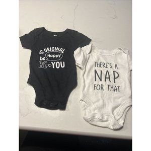 Koala Baby Short Sleeve One Piece Size New Born LOT of 2 Black and white